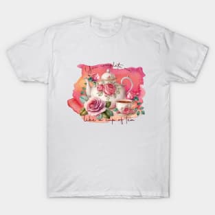 Floral Romantic Tea Pot And Cup T-Shirt